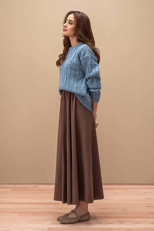 CROPPED CABLE KNIT PULLOVER