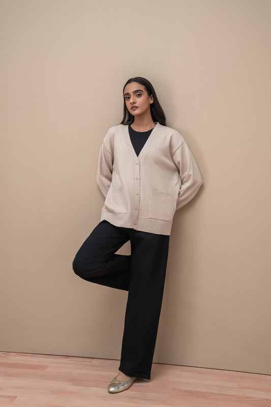 V-NECK LOOSE FIT CARDIGAN