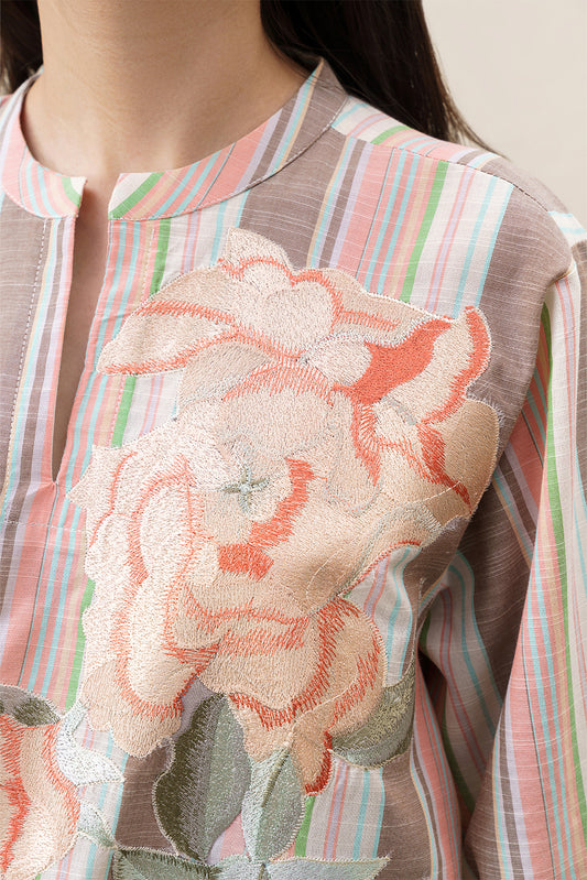 2 PIECE EMBROIDERED YARN DYED SUIT (PRET)