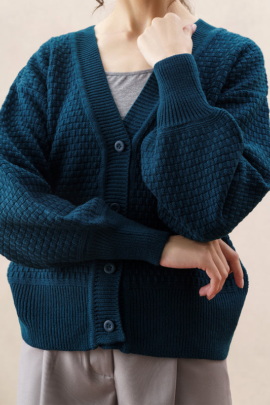 V NECK BUTTON UP KNITTED CARDIGAN