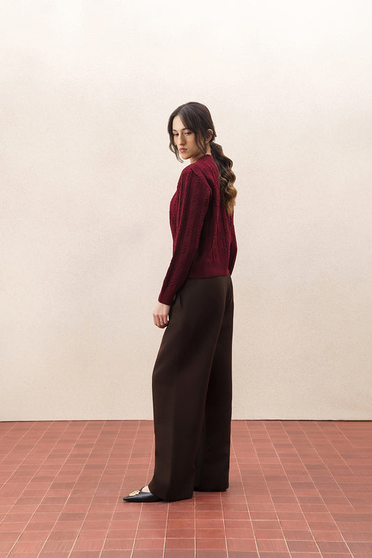 CROPPED TEXTURED KNIT BUTTON UP CARDIGAN