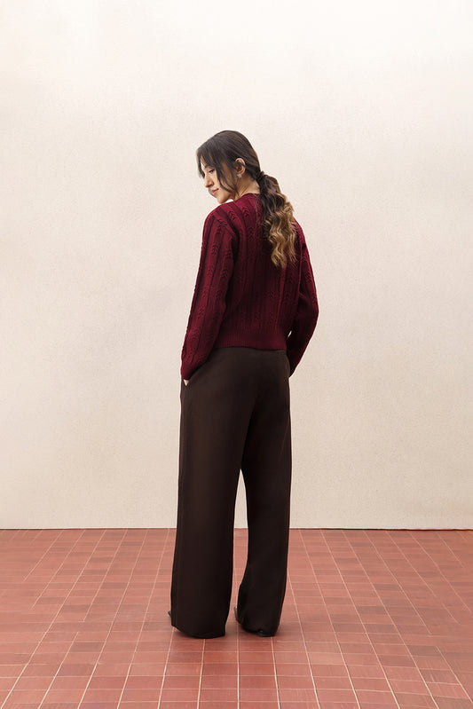 CROPPED TEXTURED KNIT BUTTON UP CARDIGAN