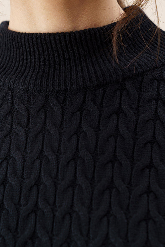 CABLE KNIT LONG SLEEVE SWEATER DRESS