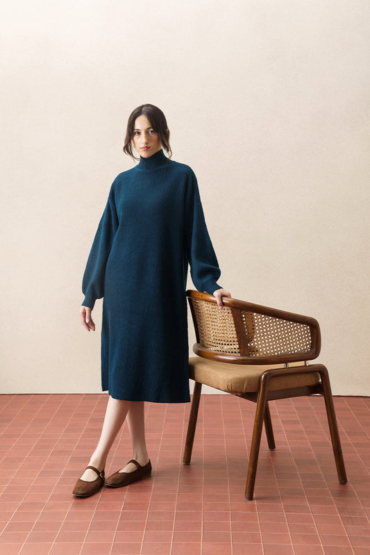 RIBBED LONG SLEEVE SWEATER DRESS