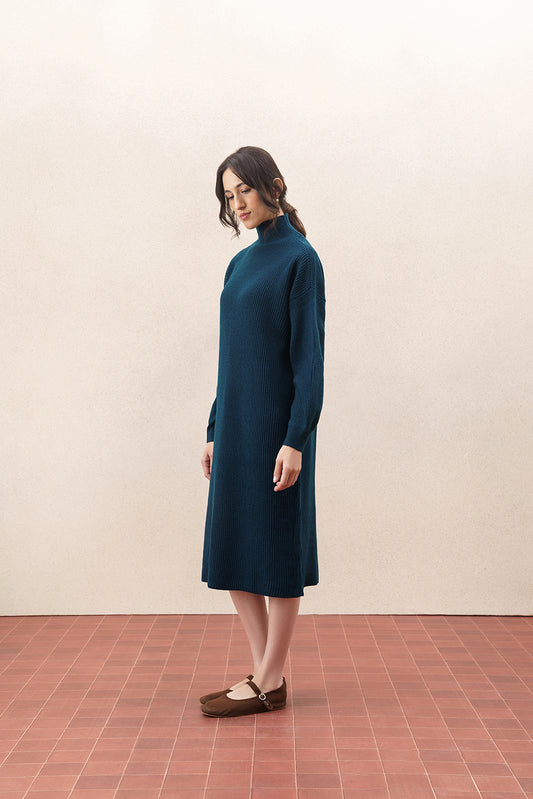 RIBBED LONG SLEEVE SWEATER DRESS