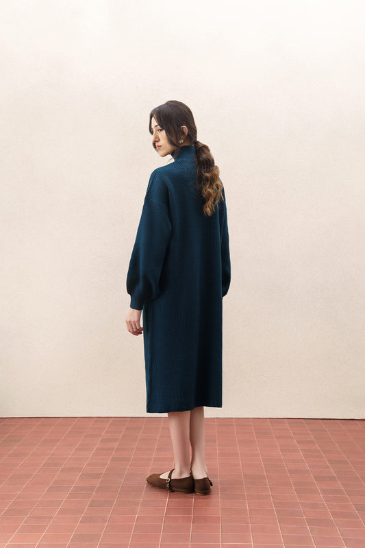 RIBBED LONG SLEEVE SWEATER DRESS