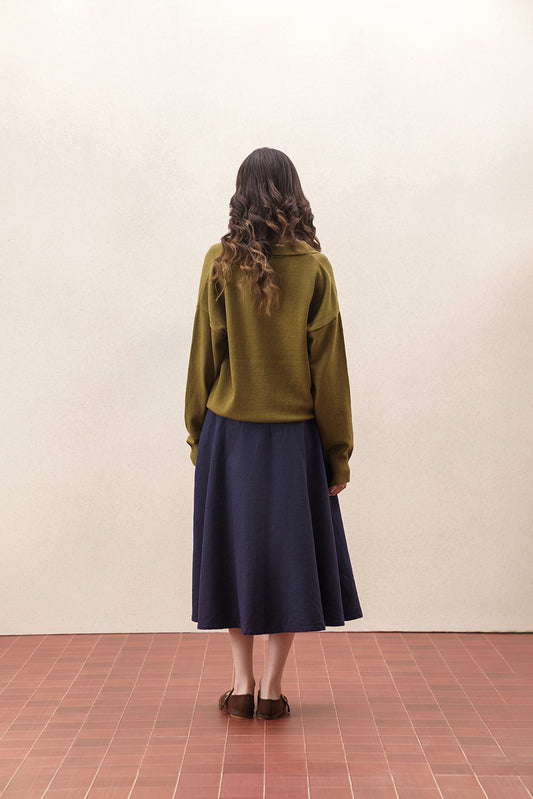 COLLARED FINE KNIT PULLOVER