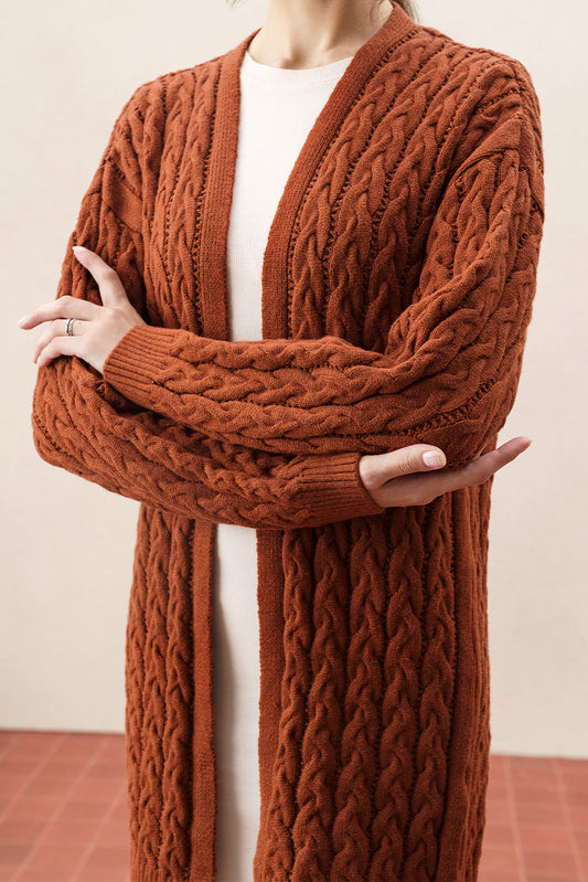 MID LENGTH CHUNKY BRAIDED WEAVE SHRUG