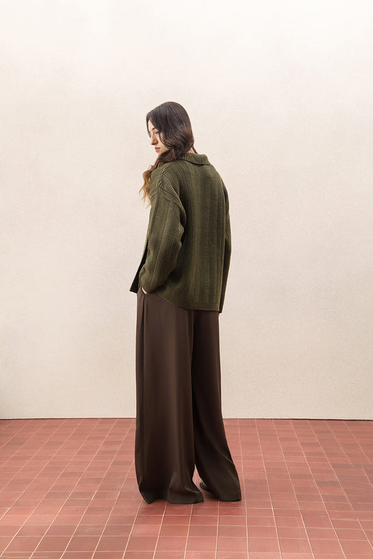 DROP SHOULDER TEXTURED KNIT SHRUG