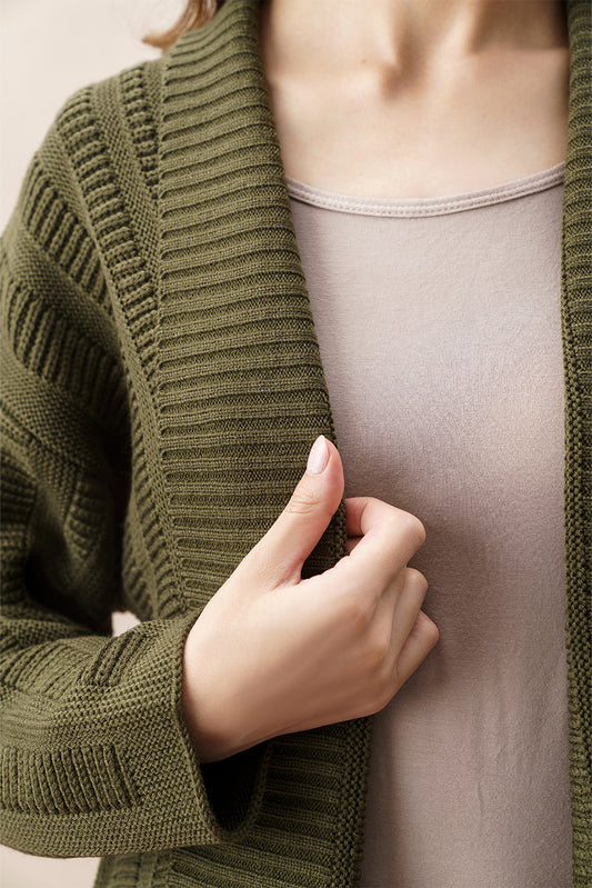 DROP SHOULDER TEXTURED KNIT SHRUG