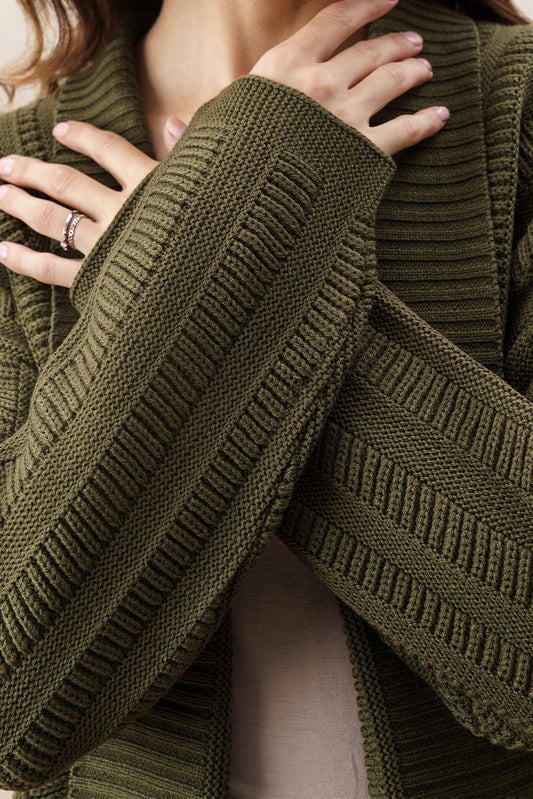 DROP SHOULDER TEXTURED KNIT SHRUG