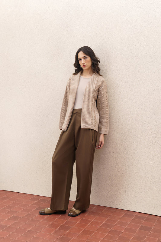 DROP SHOULDER TEXTURED KNIT SHRUG