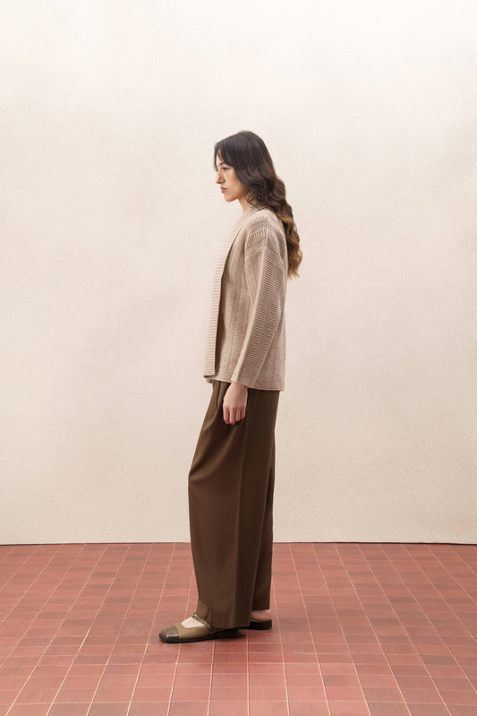 DROP SHOULDER TEXTURED KNIT SHRUG