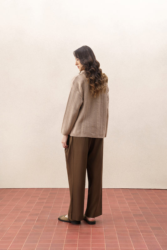 DROP SHOULDER TEXTURED KNIT SHRUG