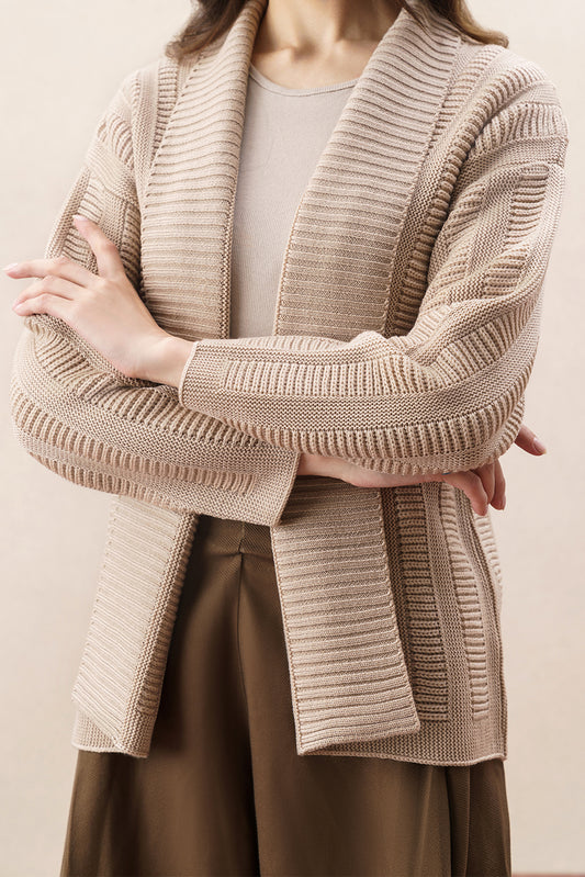 DROP SHOULDER TEXTURED KNIT SHRUG