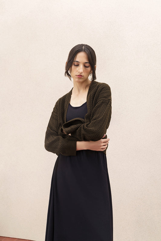 TEXTURED WEAVE KNIT SHRUG