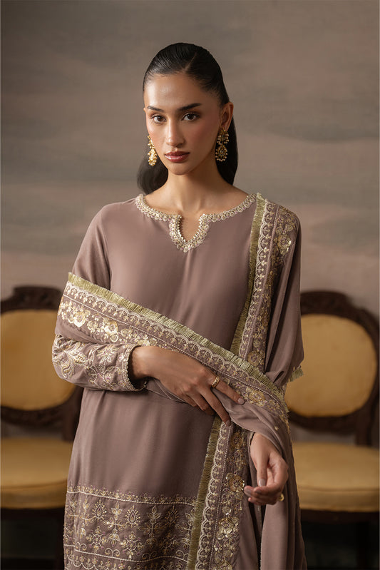 3 PIECE EMBROIDERED VELVET SUIT-ENCHANTED BLAZE ( LUXURY UNSTITCHED )