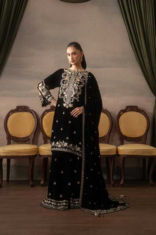 3 PIECE EMBROIDERED VELVET SUIT-MIDNIGHT SOIRÉE ( LUXURY UNSTITCHED )