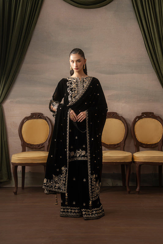 3 PIECE EMBROIDERED VELVET SUIT-MIDNIGHT SOIRÉE ( LUXURY UNSTITCHED )