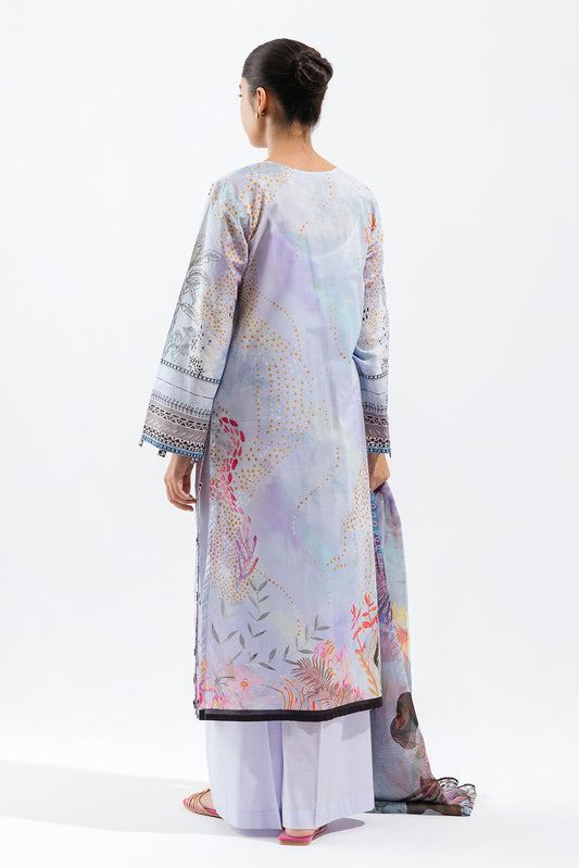 3 PIECE - PRINTED LAWN SUIT - PASTEL WHISPER