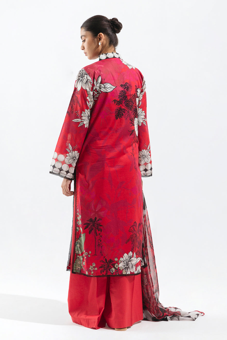 3 PIECE - PRINTED LAWN SUIT - SCARLET BOUQUET