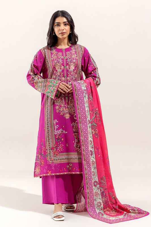 2 PIECE - EMBROIDERED LAWN SUIT - AMETHYST PEACH (UNSTITCHED)