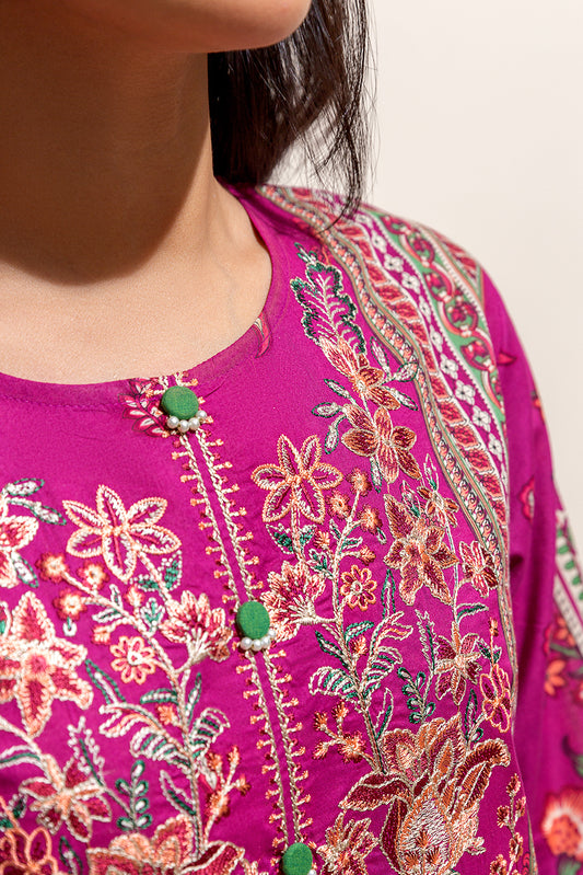 2 PIECE - EMBROIDERED LAWN SUIT - AMETHYST PEACH (UNSTITCHED)