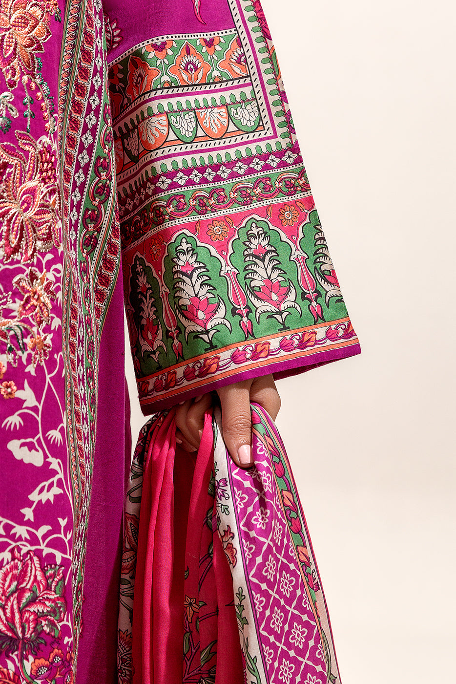 2 PIECE - EMBROIDERED LAWN SUIT - AMETHYST PEACH (UNSTITCHED)