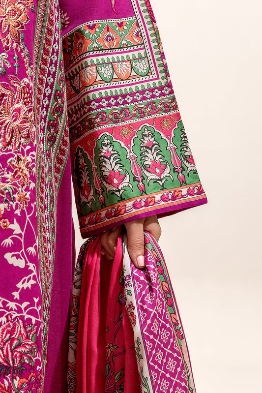 2 PIECE - EMBROIDERED LAWN SUIT - AMETHYST PEACH (UNSTITCHED)