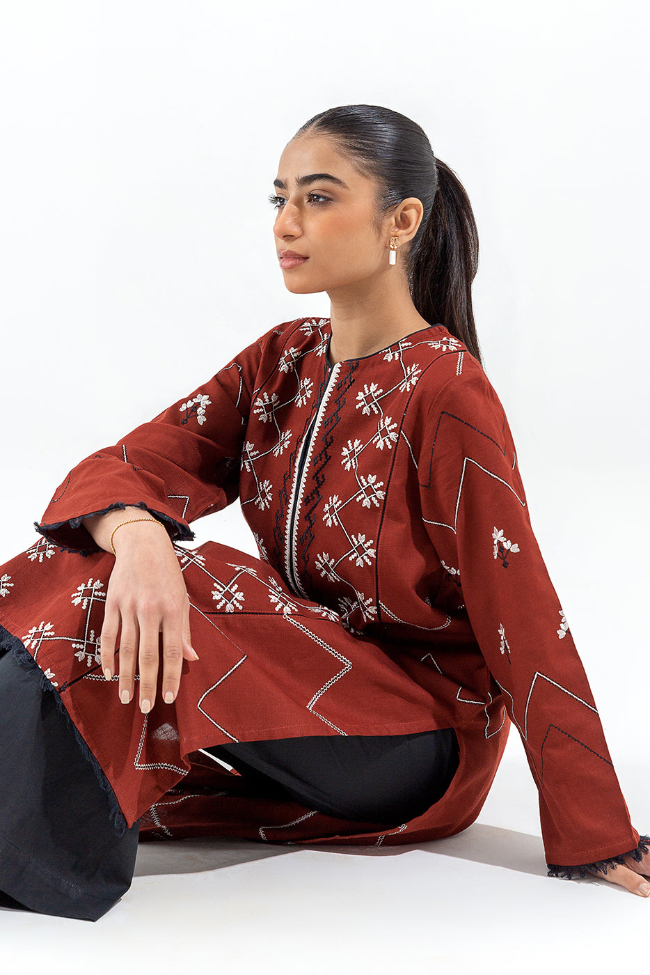 EMBROIDERED KHADDAR SHIRT (PRET)