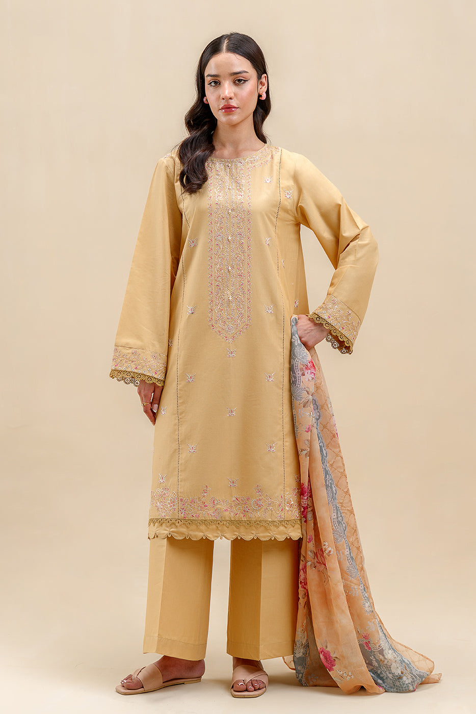 3 PIECE EMBROIDERED LAWN SUIT-GARDENIA HAZE (UNSTITCHED)