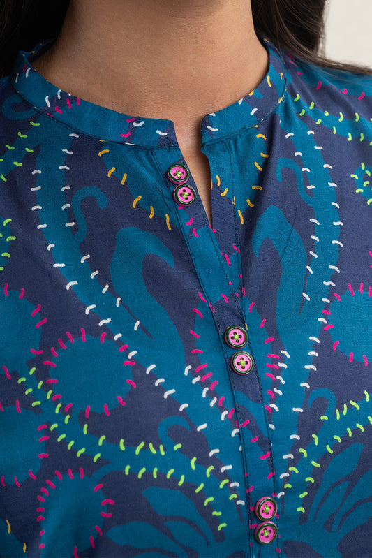 3 PIECE PRINTED LAWN SUIT-PRUSSIAN SHADES (UNSTITCHED)