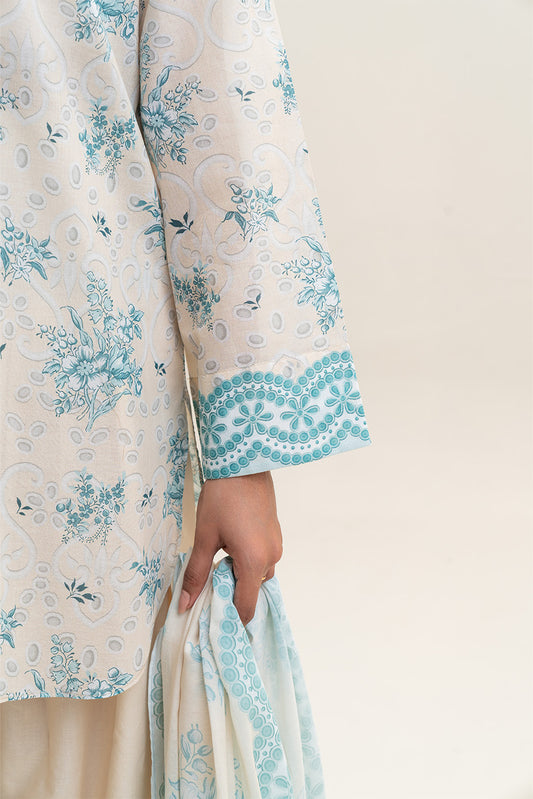 3 PIECE PRINTED LAWN SUIT-IVORY GLAM (UNSTITCHED)
