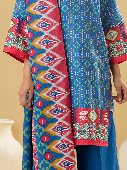 2 PIECE - PRINTED LAWN SUIT - REGALE BLUE MORBAGH SU_22   