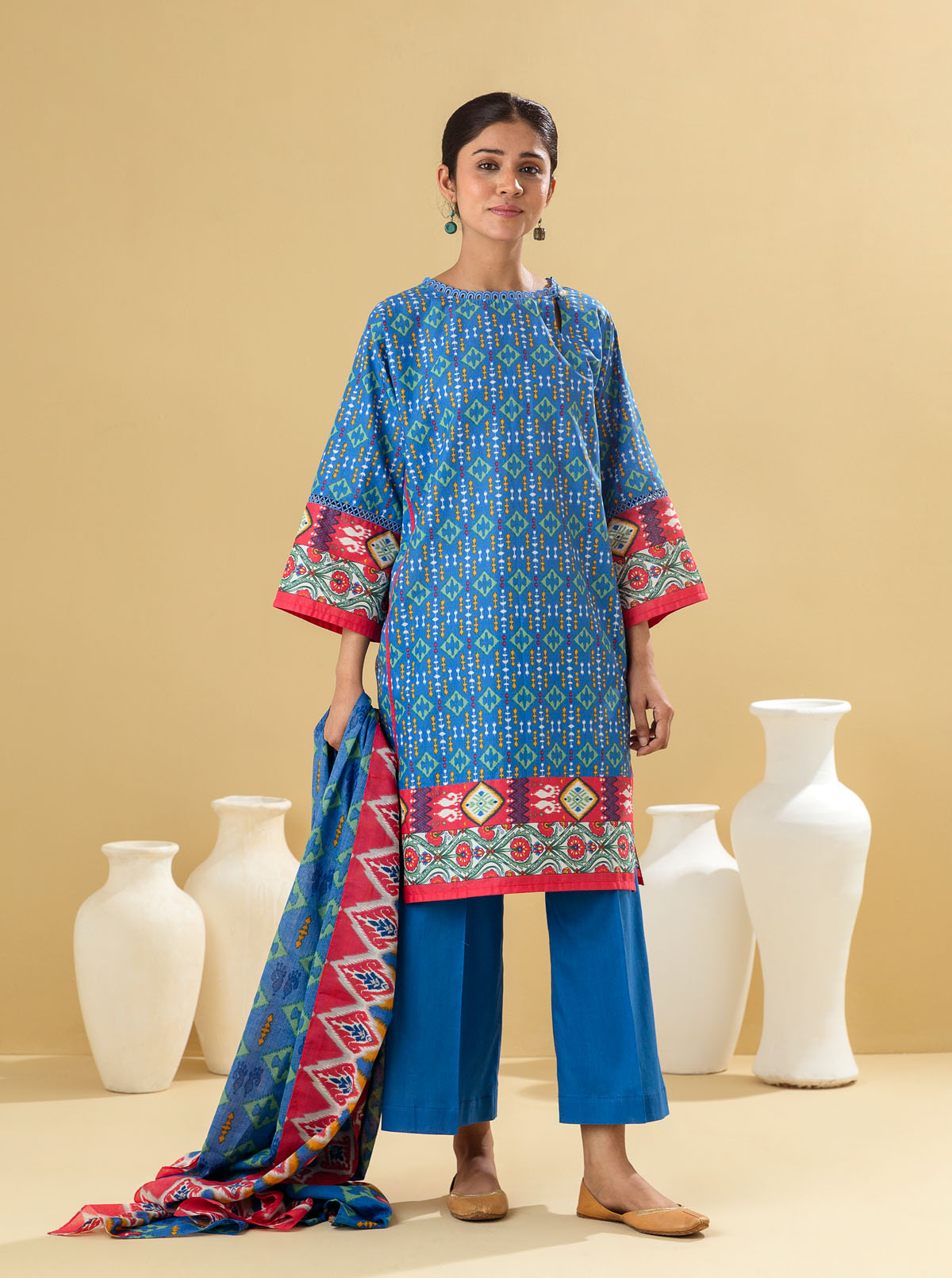 2 PIECE - PRINTED LAWN SUIT - REGALE BLUE MORBAGH SU_22   