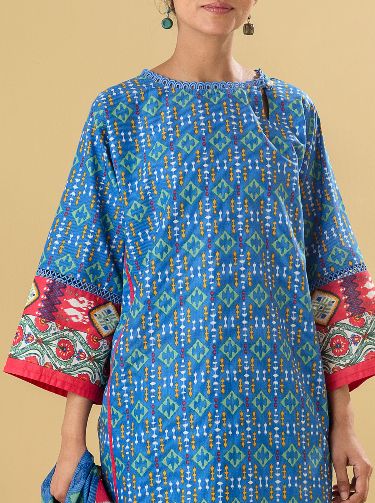 2 PIECE - PRINTED LAWN SUIT - REGALE BLUE MORBAGH SU_22   