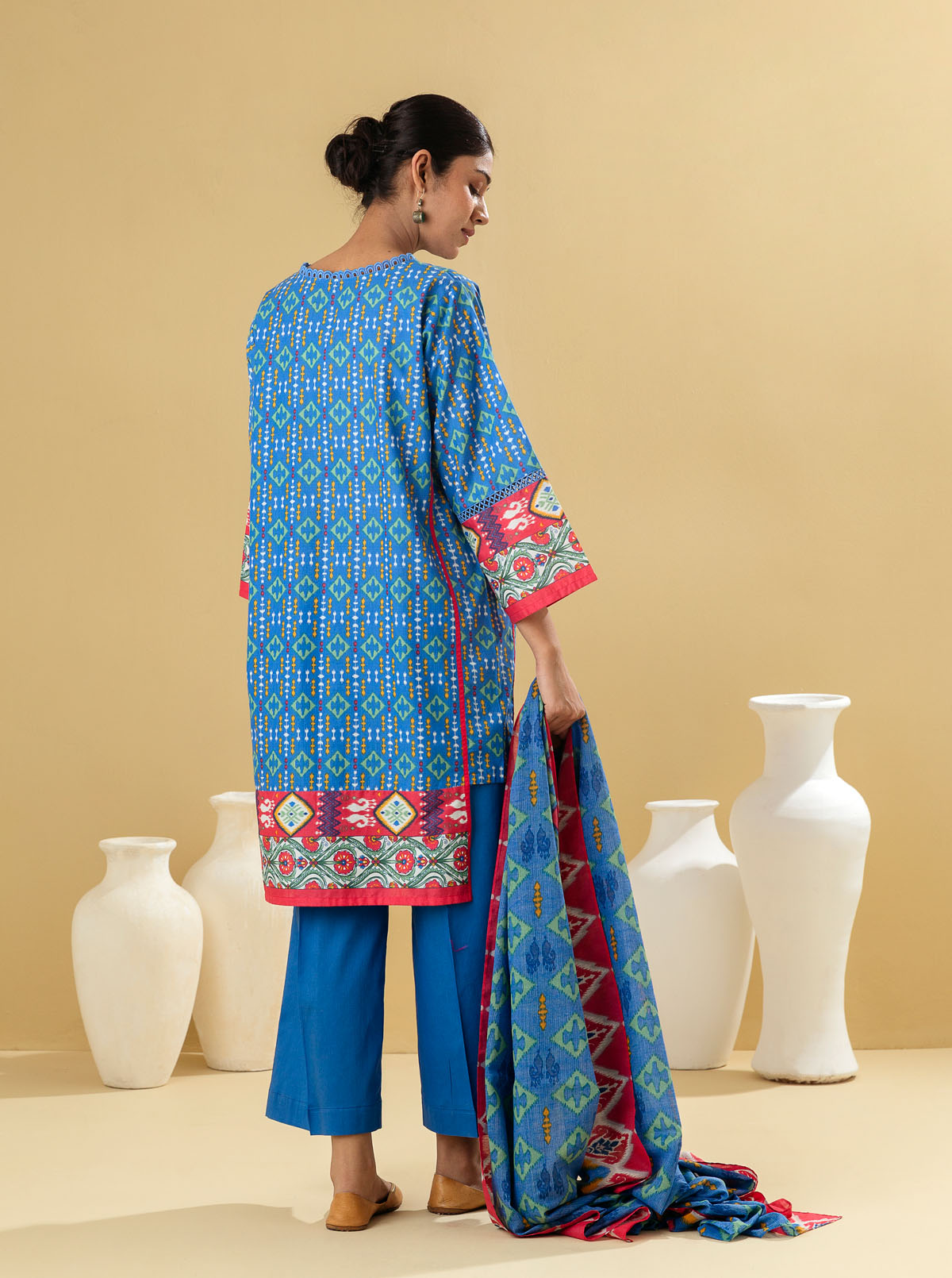 2 PIECE - PRINTED LAWN SUIT - REGALE BLUE MORBAGH SU_22   