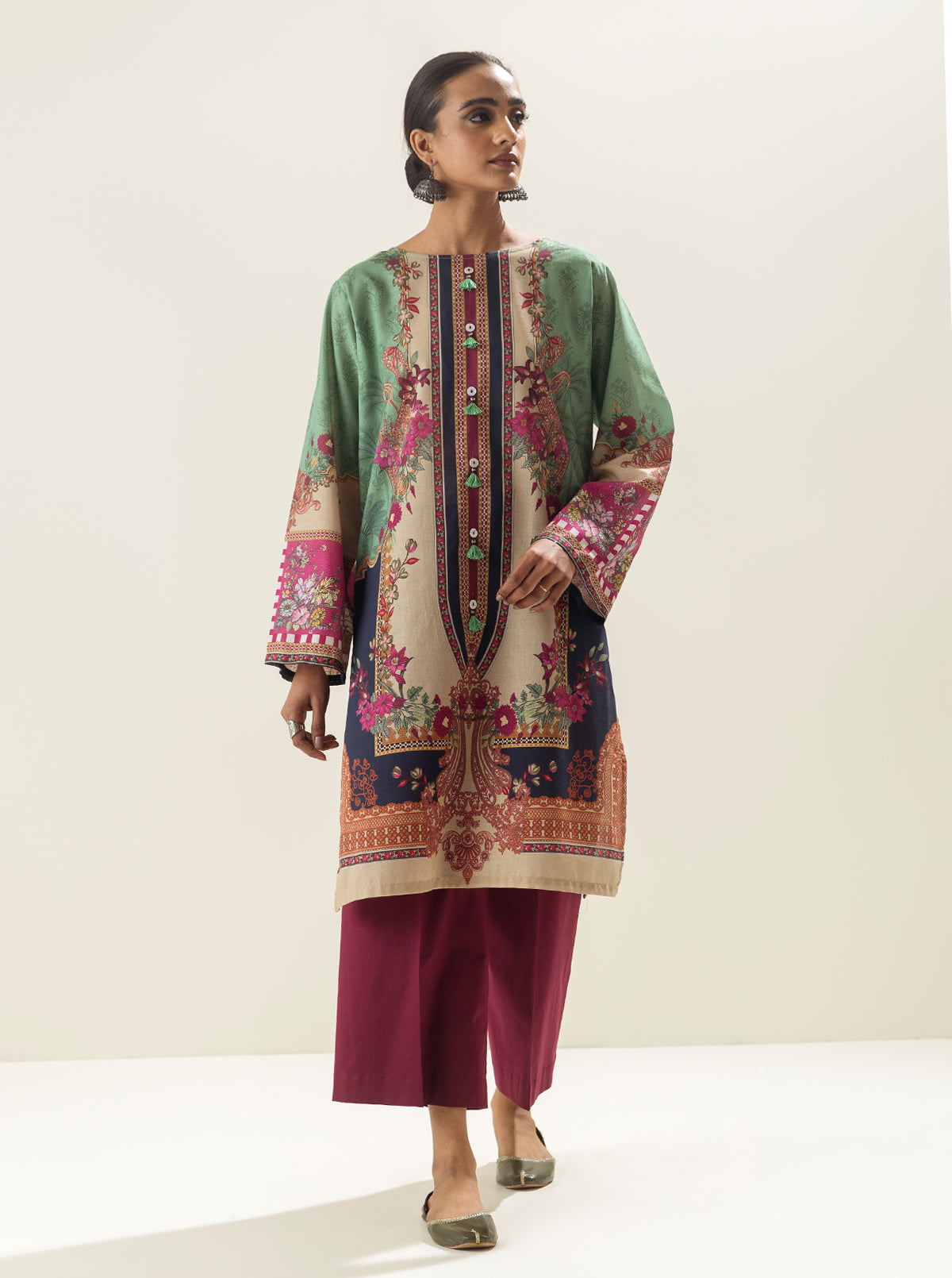 1 PIECE - PRINTED LAWN SHIRT - VIVID ORIGINS MORBAGH SU_23   
