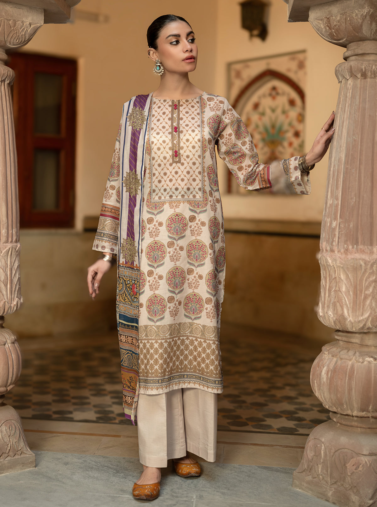 3 PIECE PRINTED LAWN SUIT-MUGHAL MELODY BT-MORBAGH SU_24   