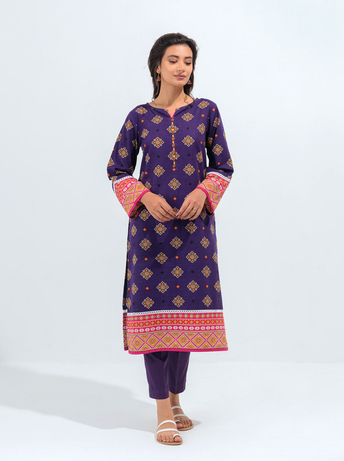 2 PIECE - PRINTED KHADDAR SUIT - VIOLET DECO MORBAGH WN_21   