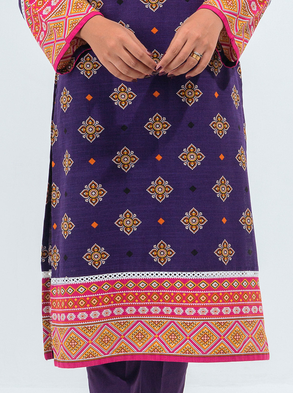 2 PIECE - PRINTED KHADDAR SUIT - VIOLET DECO MORBAGH WN_21   