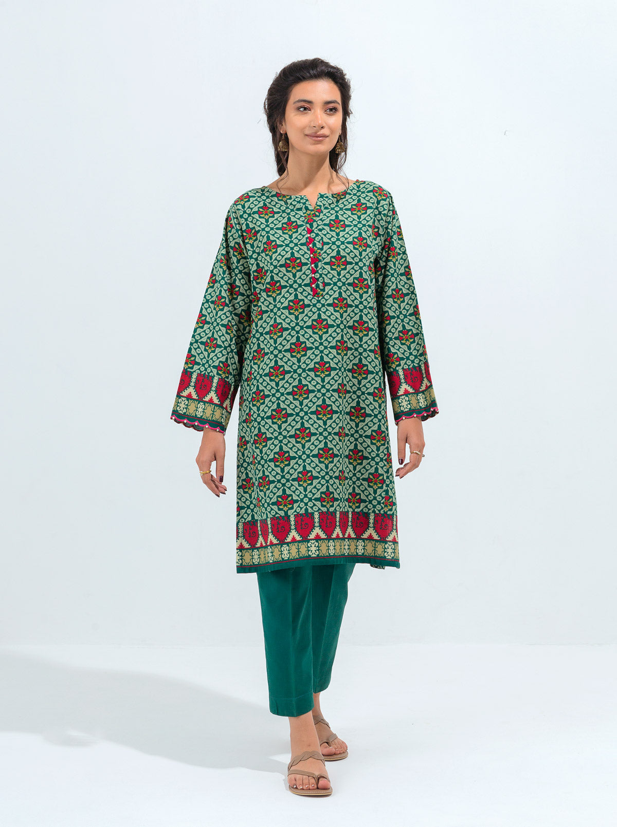 2 PIECE - PRINTED KHADDAR SUIT - VIVID LUSH MORBAGH WN_21   