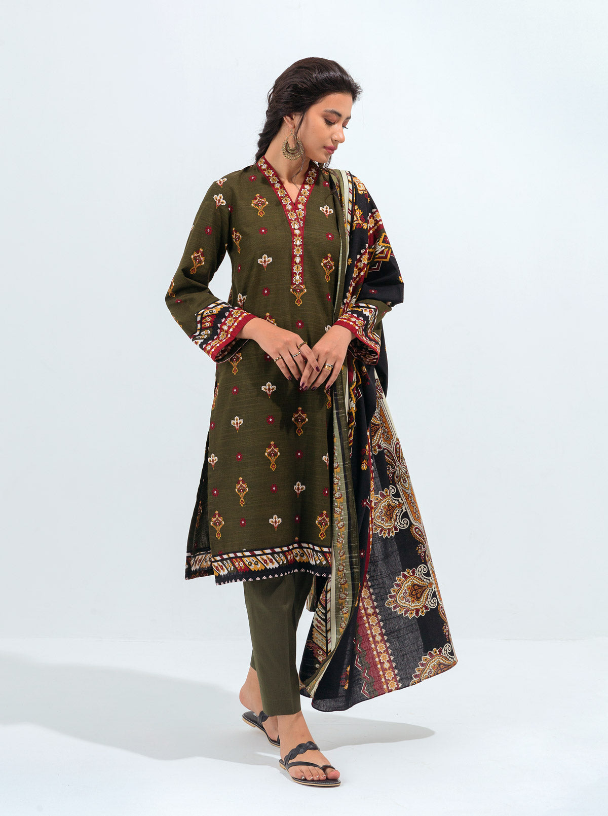 3 PIECE - PRINTED KHADDAR SUIT - JEWEL TRIBE MORBAGH WN_21   