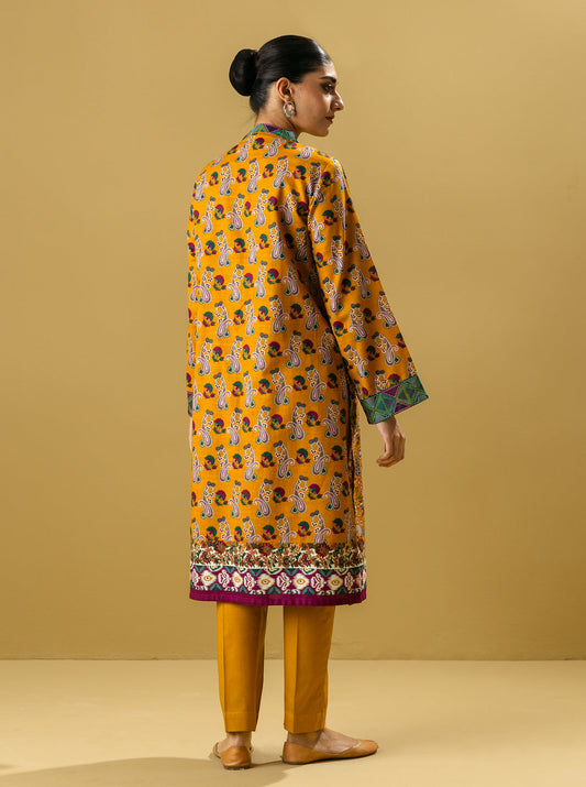 2 PIECE - PRINTED KHADDAR SUIT - EDGY GOLD MORBAGH WN_22   