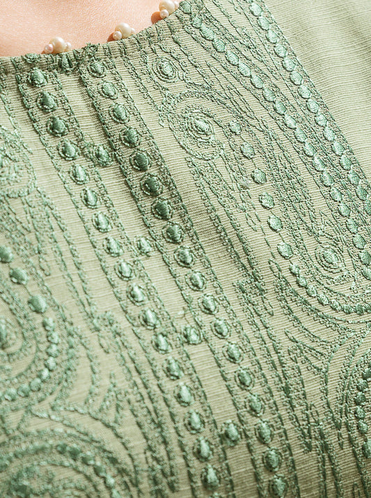 3 PIECE - EMBROIDERED  KHADDAR SUIT - GREEN EARTH MORBAGH WN_22   