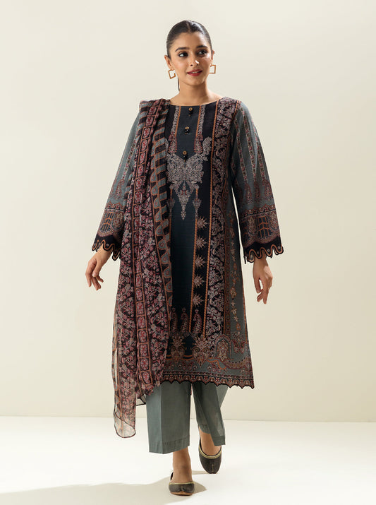 3 PIECE - PRINTED KHADDAR SUIT - ETHNIC PAISLEYS MORBAGH WN_22   