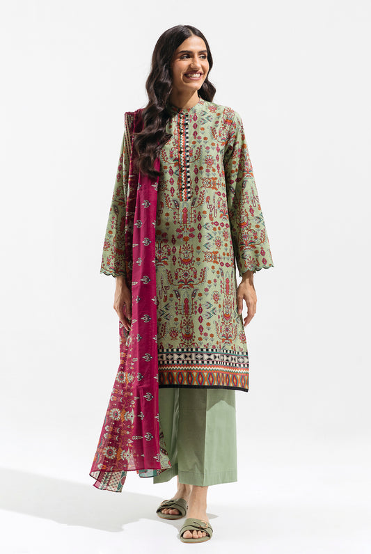 Fuchsia Verve Printed Lawn Suit - Unleash vibrant elegance in this chic 2-piece ensemble