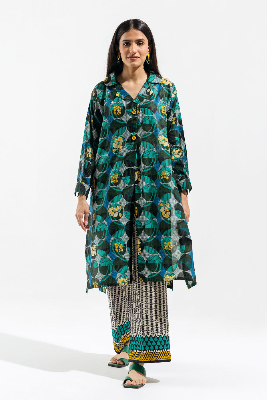 Ocean Orbit Printed Lawn Suit - Unveil aquatic elegance in this chic 2-piece ensemble