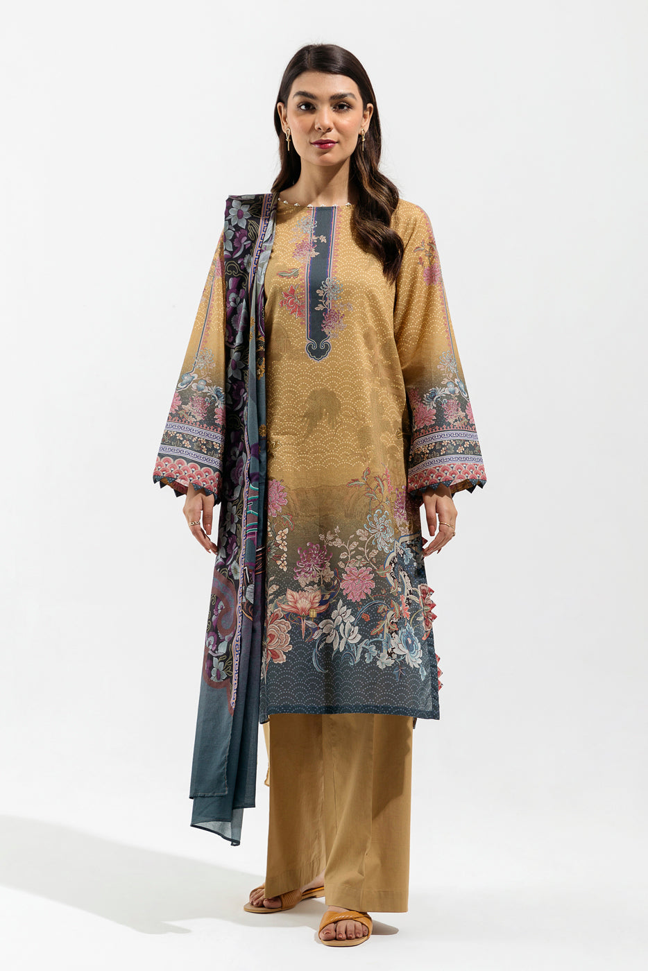 3 PIECE - PRINTED  LAWN SUIT - GEISHA FLORA