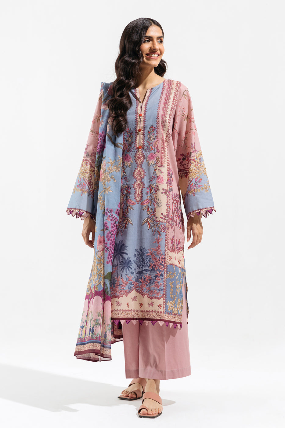 3 PIECE - PRINTED  LAWN SUIT - TROPIC CREPE